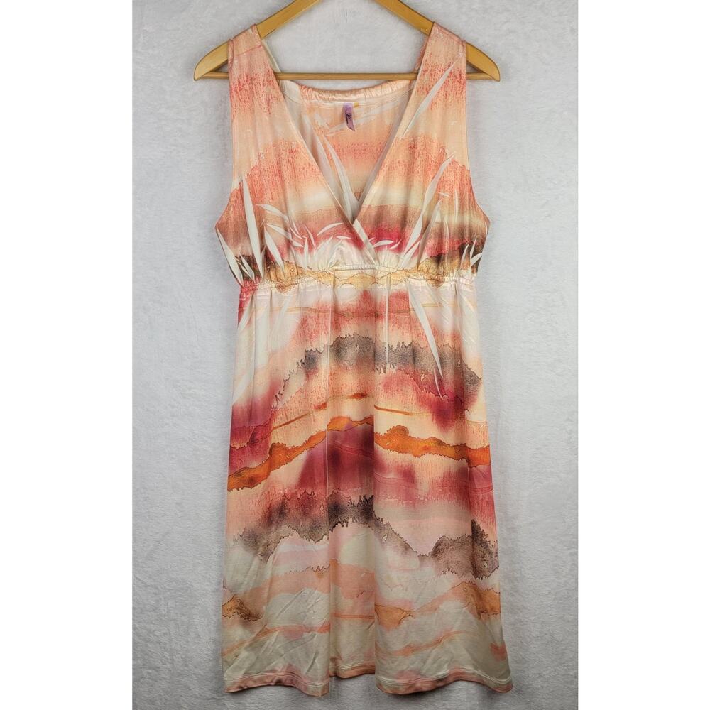 Fairycore Boho Western XL Midi Dress Sleeveless Knit Pullover Orange Ombre
